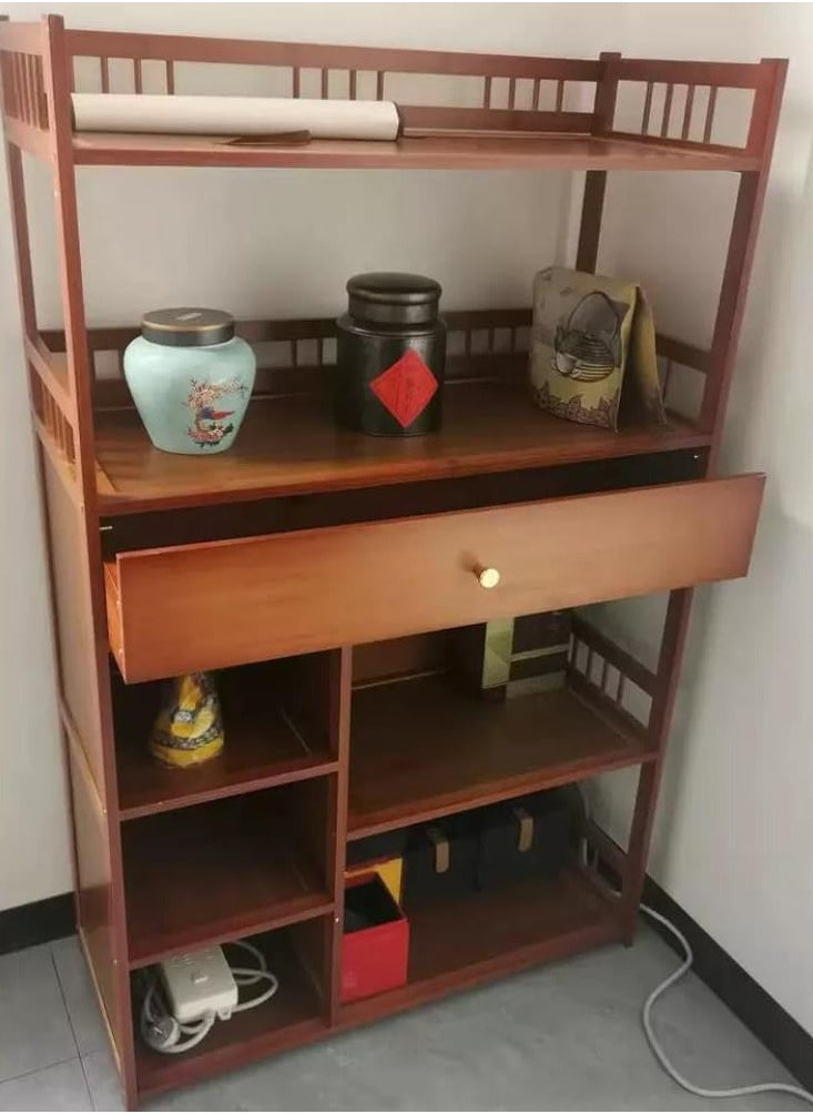 TOMSUN Modern Bamboo Bookshelf Cabinet Multi-layer Wooden Storage Rack for Living Room, Bedroom