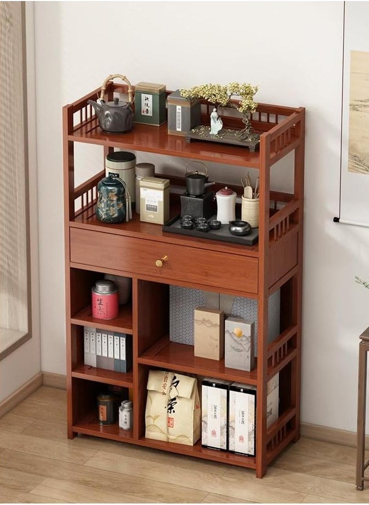 TOMSUN Modern Bamboo Bookshelf Cabinet Multi-layer Wooden Storage Rack for Living Room, Bedroom
