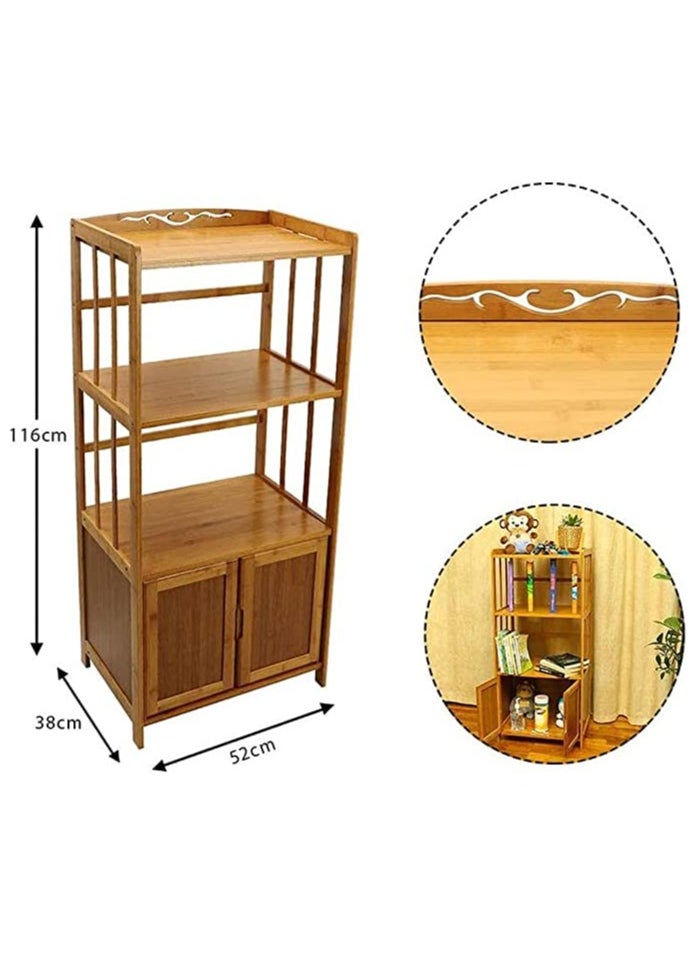 TOMSUN Bamboo Cabinet Kitchen Storage Rack Bookcase Bookshelf Display Organizer for Home Office