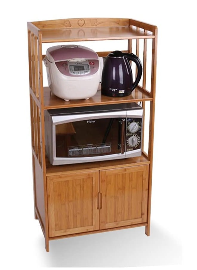 TOMSUN Bamboo Cabinet Kitchen Storage Rack Bookcase Bookshelf Display Organizer for Home Office