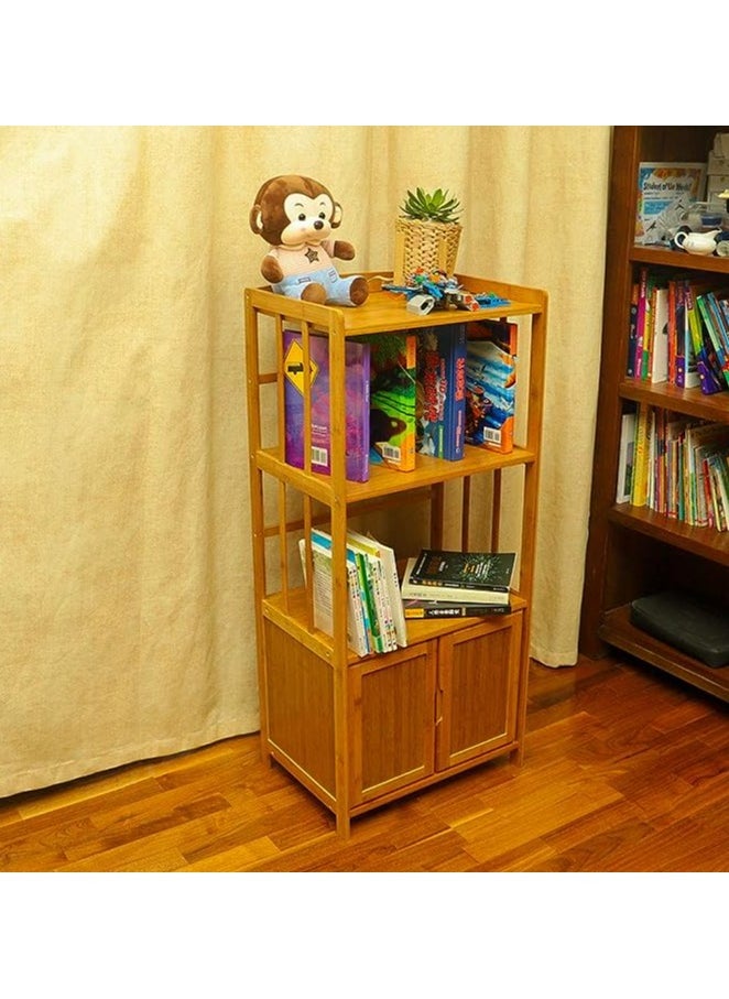 TOMSUN Bamboo Cabinet Kitchen Storage Rack Bookcase Bookshelf Display Organizer for Home Office