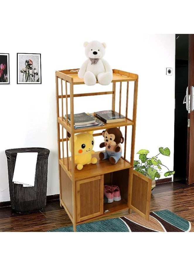 TOMSUN Bamboo Cabinet Kitchen Storage Rack Bookcase Bookshelf Display Organizer for Home Office