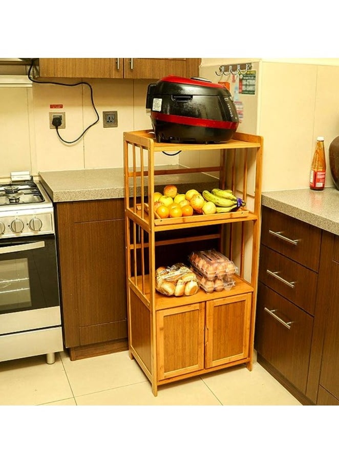 TOMSUN Bamboo Cabinet Kitchen Storage Rack Bookcase Bookshelf Display Organizer for Home Office