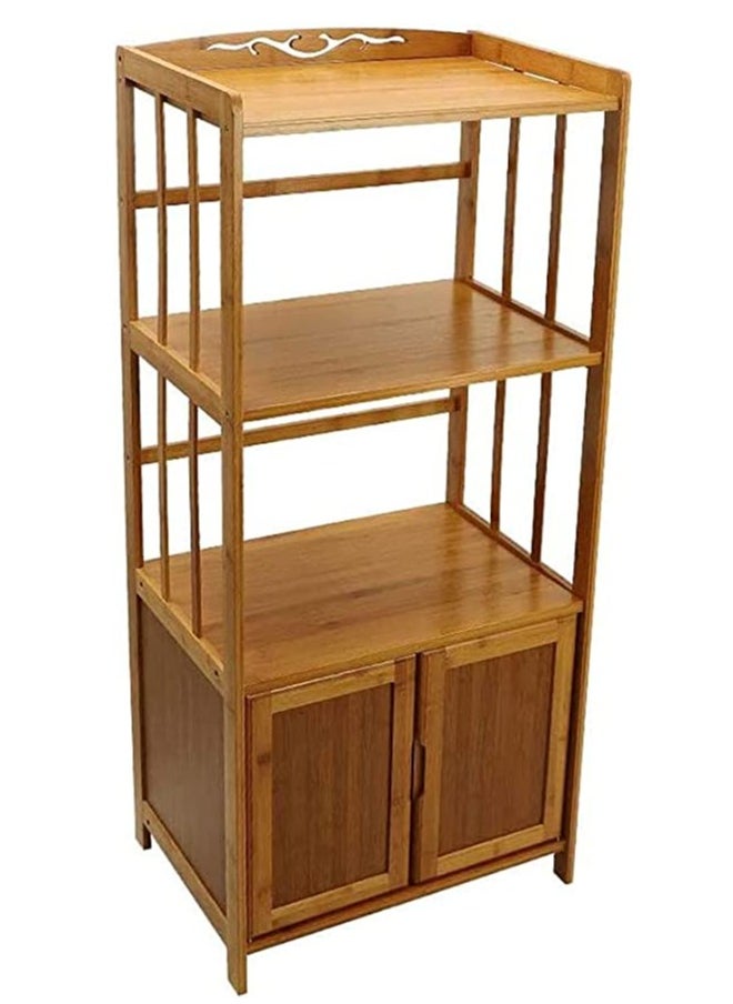 TOMSUN Bamboo Cabinet Kitchen Storage Rack Bookcase Bookshelf Display Organizer for Home Office