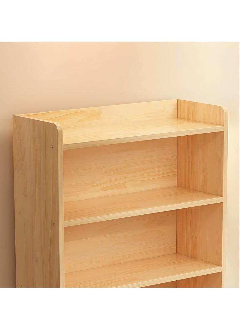 TOMSUN Solid Wood Bookcase with Drawers - Multi-Layer Wood Storage Shelf | Freestanding Bookshelf Cabinet for Home Office, Kitchen, and Bathroom | 4-Layer Display Rack