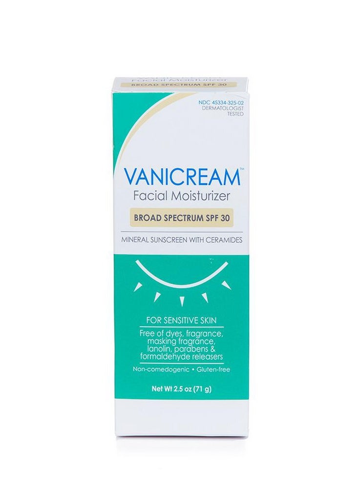 Vanicream™ Facial Moisturizer Broad Spectrum SPF 30, 2.5oz(71G),Formulated Without Common Irritants for Sensitive Skin