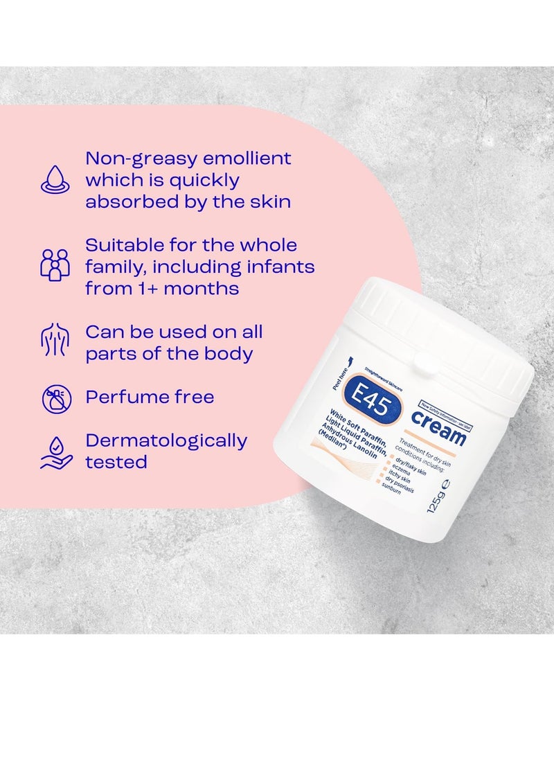 Cream 350 g  E45 Cream for Dry Irritated Skin Moisturizer to Soothe Dry and Sensitive Skin Dermatologically Tested Eczema Dermatitis Cream Non Greasy Body Face Hand Cream Clinically Proven