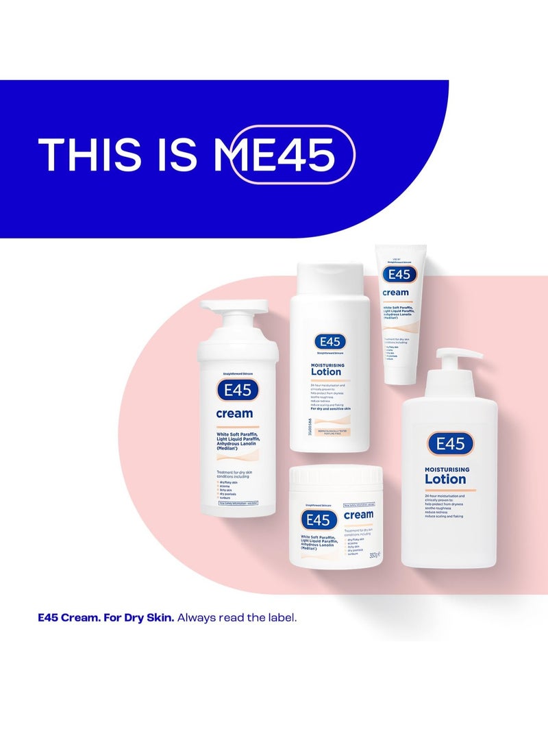 Cream 350 g  E45 Cream for Dry Irritated Skin Moisturizer to Soothe Dry and Sensitive Skin Dermatologically Tested Eczema Dermatitis Cream Non Greasy Body Face Hand Cream Clinically Proven