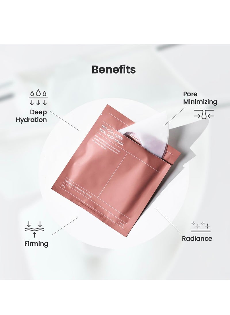 Bio Collagen Real Deep Mask Hydrating Overnight Hydrogel Mask Pore Minimizing Elasticity Improvement 34g 4ea