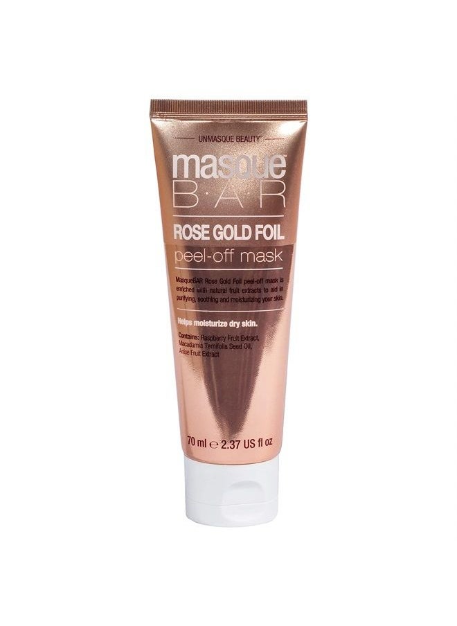 Rose Gold Foil Facial Peel Off Mask (70ml/Tube) — Korean Beauty Face Skin Care Treatment — Clarifies, Treates Pores, Detoxifies — Improves Complexion, Makes Skin Look More Glowing & Bright