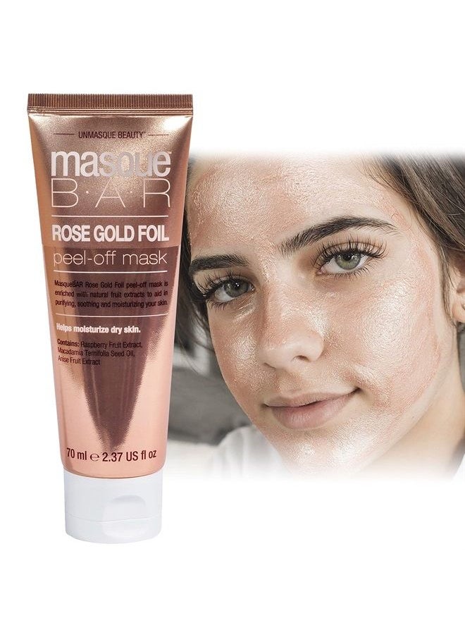 Rose Gold Foil Facial Peel Off Mask (70ml/Tube) — Korean Beauty Face Skin Care Treatment — Clarifies, Treates Pores, Detoxifies — Improves Complexion, Makes Skin Look More Glowing & Bright