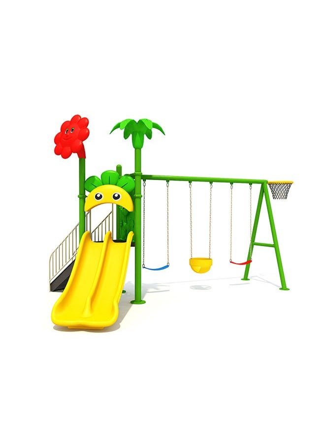 Kindergarten Children Play Swing Set Plastic Outdoor Playground Equipment With Slide For Kids 3-12