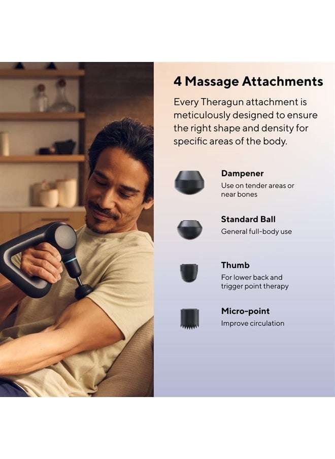 Prime Quiet Deep Tissue Therapy Massage Gun - Bluetooth Enabled, Electric Percussion Massage Gun & Personal Massager for Pain Relief in Neck, Back, Leg, Shoulder and Body (Black - 5th Gen)