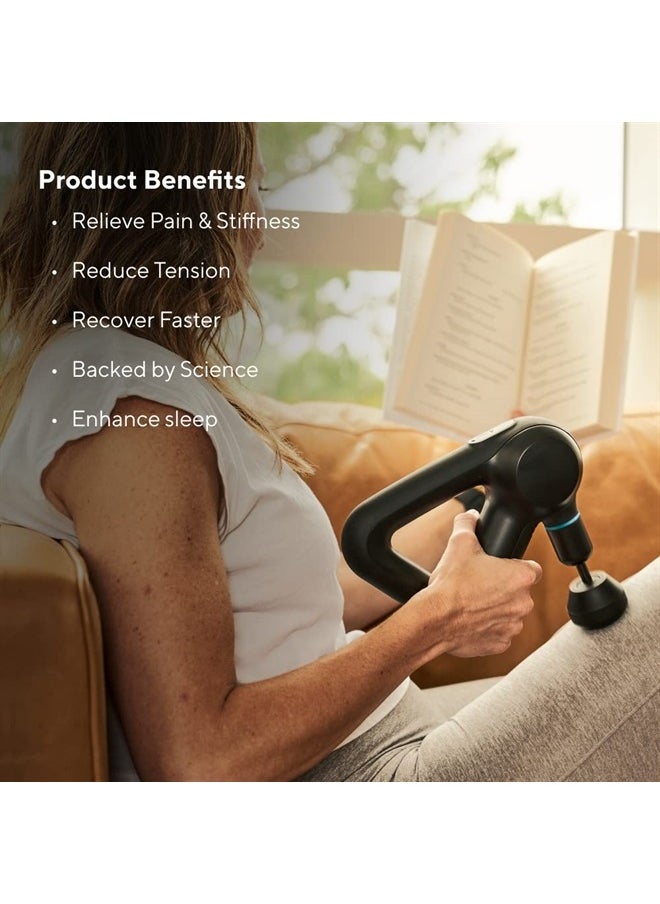 Prime Quiet Deep Tissue Therapy Massage Gun - Bluetooth Enabled, Electric Percussion Massage Gun & Personal Massager for Pain Relief in Neck, Back, Leg, Shoulder and Body (Black - 5th Gen)