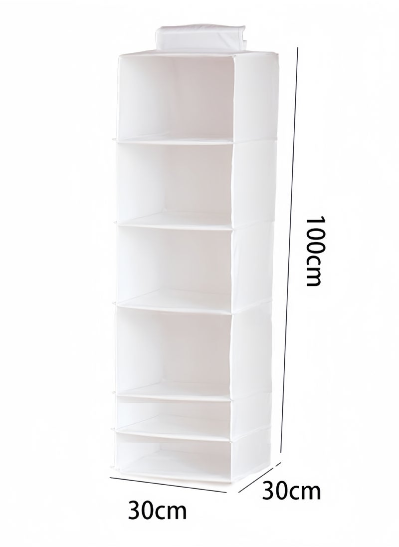 6 Compartments Storage, Hanging Organizer White 30 x 30 x 100cm