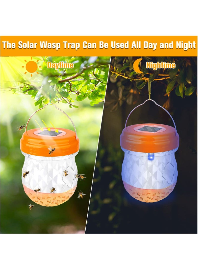 Wasp Trap, Bee Traps Catcher, Outdoor Wasp Deterrent Killer Insect Catcher, Wasp Killer Hornet Traps Non-Toxic Reusable Yellow Jacket Traps for Garden/Farm/Patio Hanging (2 Pack, Orange)