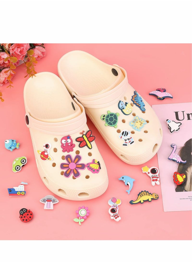 Shoe Decoration Charms for Croc, 60 Pcs Cute Shoe Charms for Shoes include Dinosaurs Vehicles Flowers Insects Sea Animals Astronauts, Lovely Charms for Party Favors Birthday Gifts