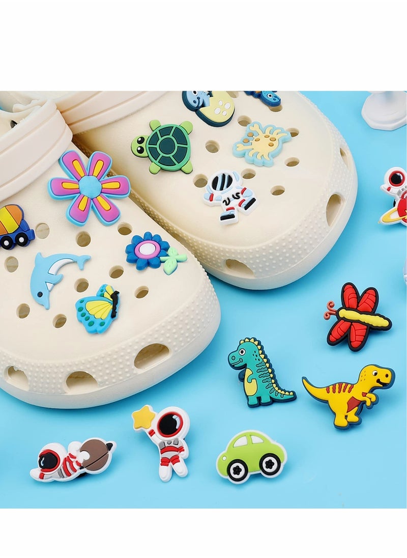 Shoe Decoration Charms for Croc, 60 Pcs Cute Shoe Charms for Shoes include Dinosaurs Vehicles Flowers Insects Sea Animals Astronauts, Lovely Charms for Party Favors Birthday Gifts