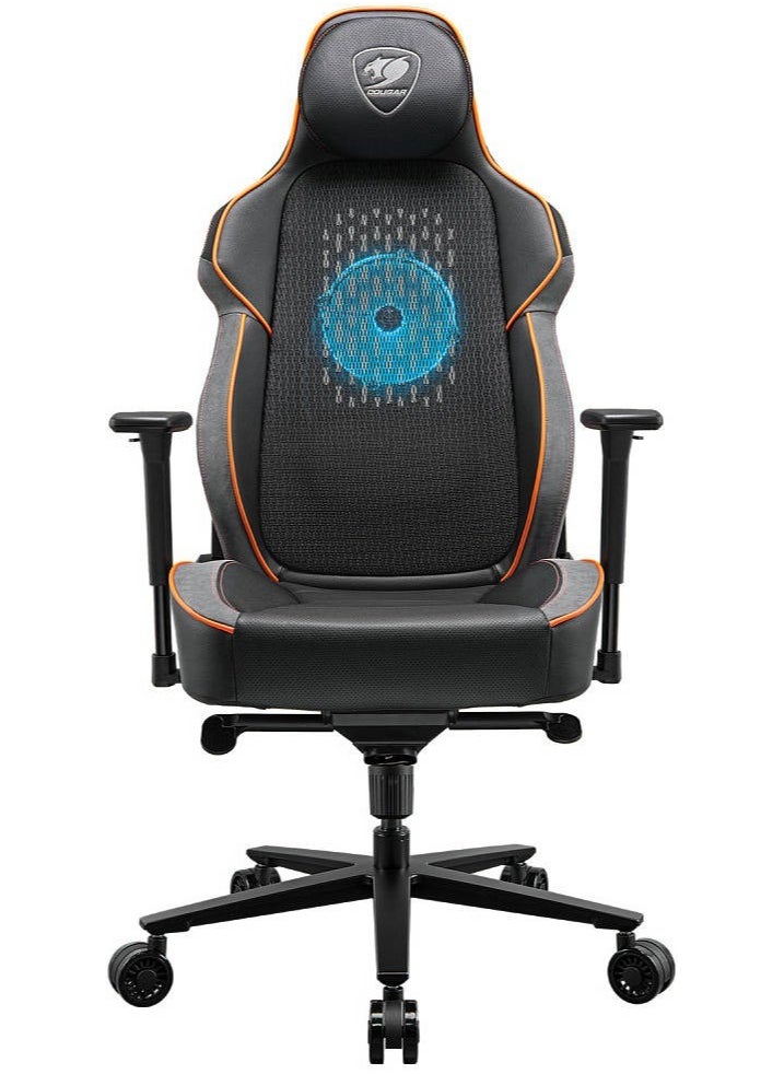 COUGAR NxSys Aero Gaming Chair with Integrated RGB Fan & Premium PVC Leather, Adjustable 3D Armrests, Elastomeric Mesh, Durable Steel Frame, 3