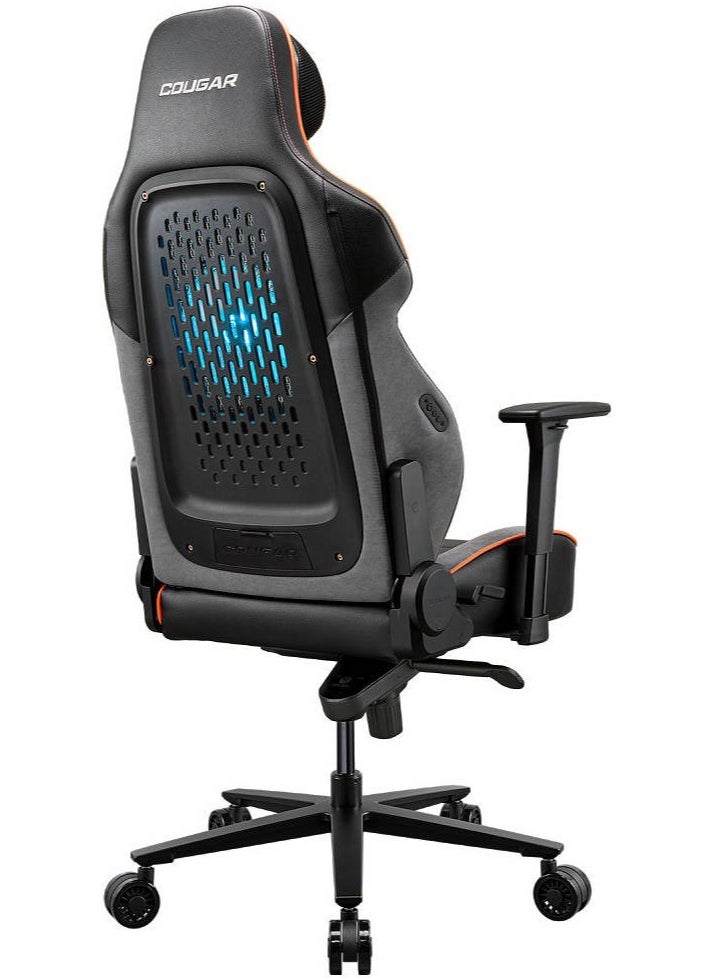 COUGAR NxSys Aero Gaming Chair with Integrated RGB Fan & Premium PVC Leather, Adjustable 3D Armrests, Elastomeric Mesh, Durable Steel Frame, 3