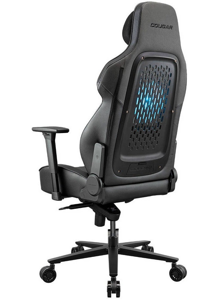 COUGAR NxSys Aero Gaming Chair with Integrated RGB Fan & Premium PVC Leather, Adjustable 3D Armrests, Elastomeric Mesh, Durable Steel Frame, 3