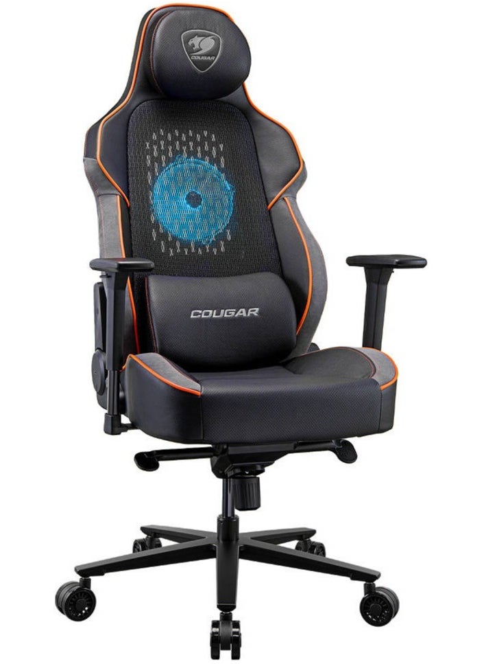 COUGAR NxSys Aero Gaming Chair with Integrated RGB Fan & Premium PVC Leather, Adjustable 3D Armrests, Elastomeric Mesh, Durable Steel Frame, 3