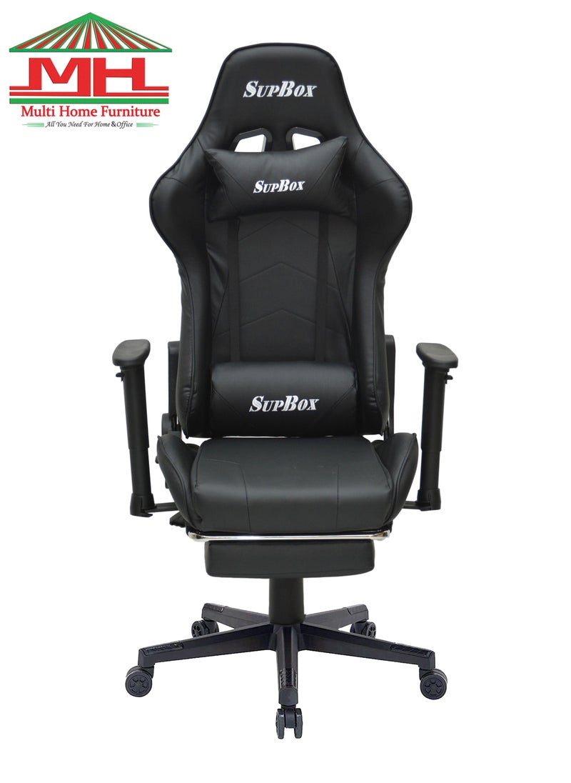 MHF Gaming Chair Reclining High Back PU Leather Office Chair with Headrest and Lumbar Support, Adjustable Swivel Video Game Chair MH-FR8886-BLACK