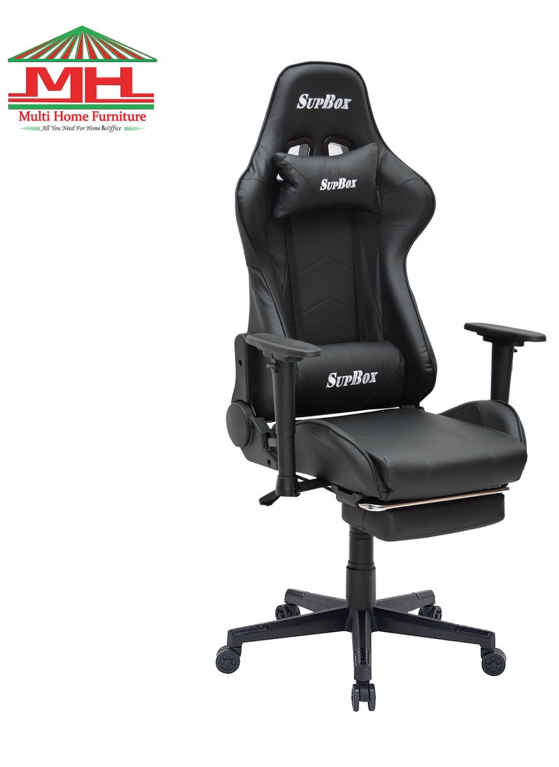 MHF Gaming Chair Reclining High Back PU Leather Office Chair with Headrest and Lumbar Support, Adjustable Swivel Video Game Chair MH-FR8886-BLACK