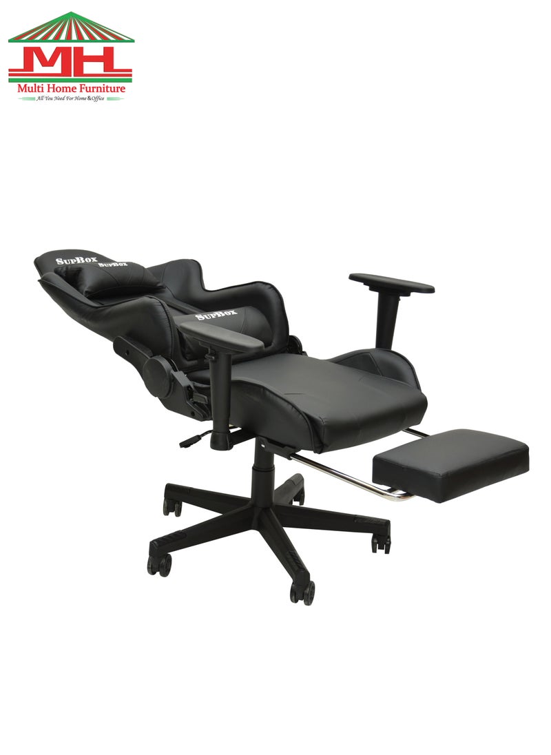 MHF Gaming Chair Reclining High Back PU Leather Office Chair with Headrest and Lumbar Support, Adjustable Swivel Video Game Chair MH-FR8886-BLACK