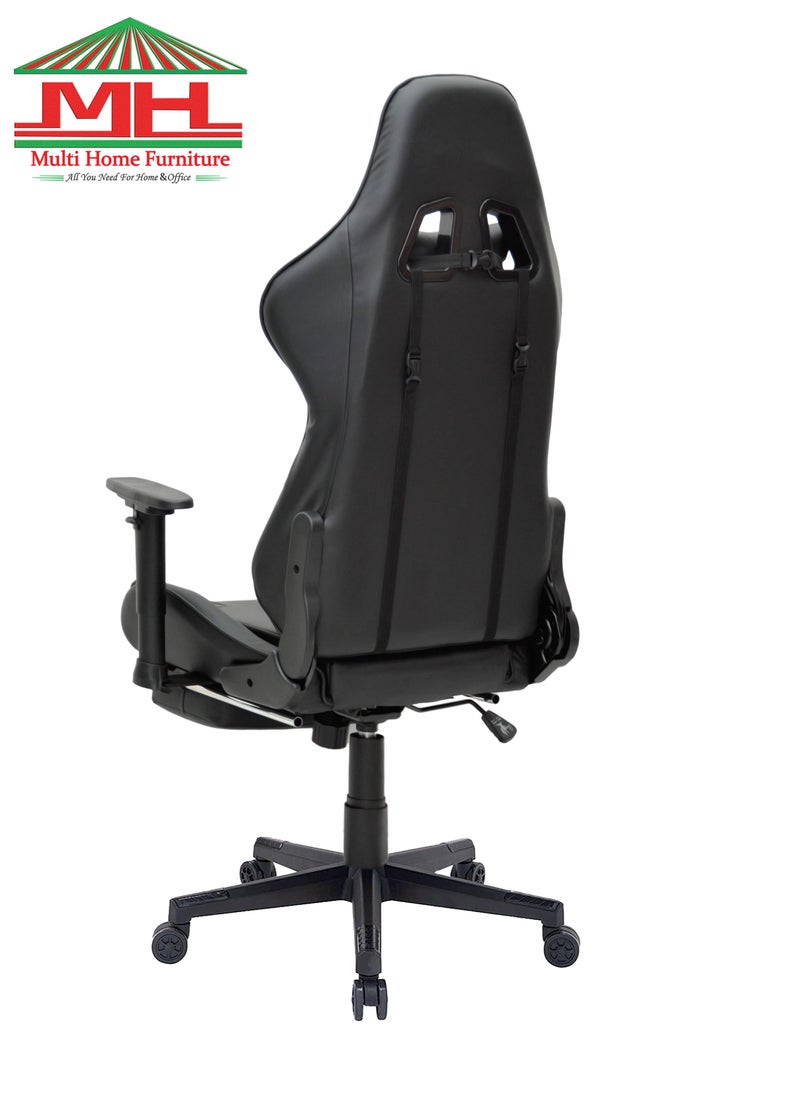 MHF Gaming Chair Reclining High Back PU Leather Office Chair with Headrest and Lumbar Support, Adjustable Swivel Video Game Chair MH-FR8886-BLACK