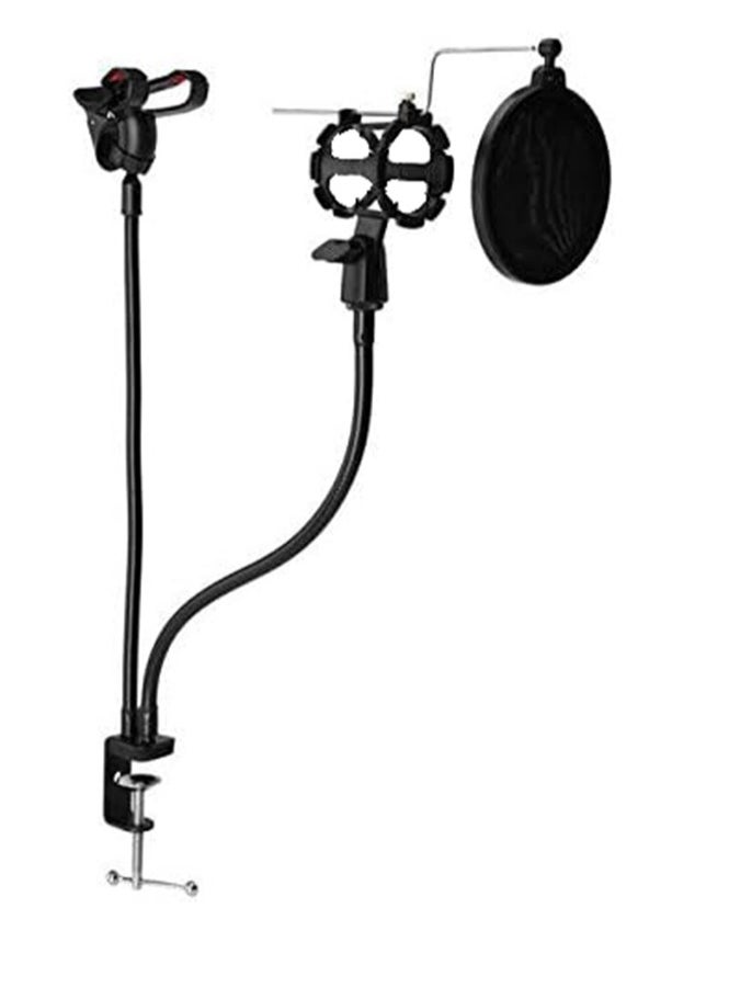 Microphone Stand and Mobile Phone Stand 2-in-1 Stand Microphone Mobile Desktop Holder for Live Broadcasting, Podcasting, Recording Equipment Bracket