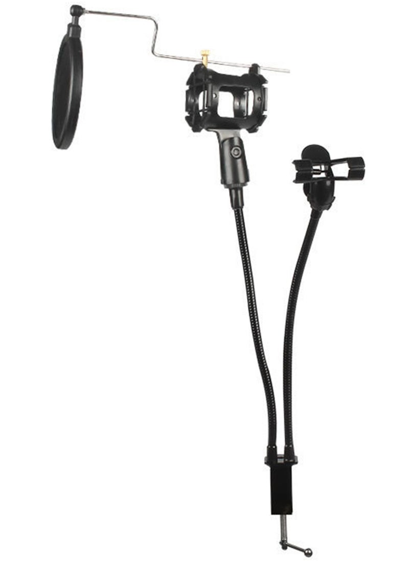 Microphone Stand and Mobile Phone Stand 2-in-1 Stand Microphone Mobile Desktop Holder for Live Broadcasting, Podcasting, Recording Equipment Bracket