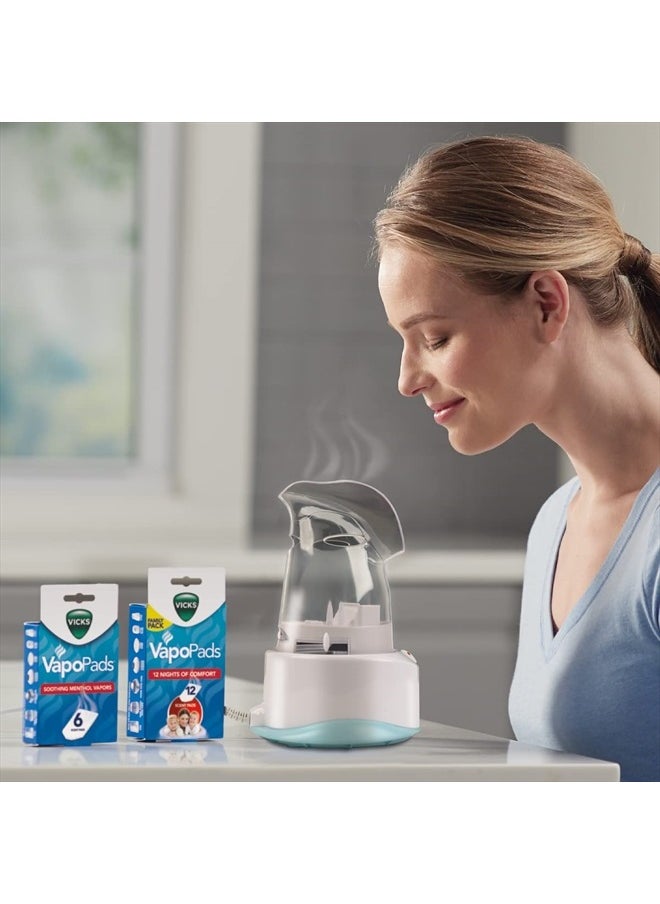 V1200 Personal Steam Inhaler with Soft Face Mask for Targeted Steam Relief, Aids with Sinus Problems, Congestion, Cough, Use with Soothing Menthol Vicks VapoPads