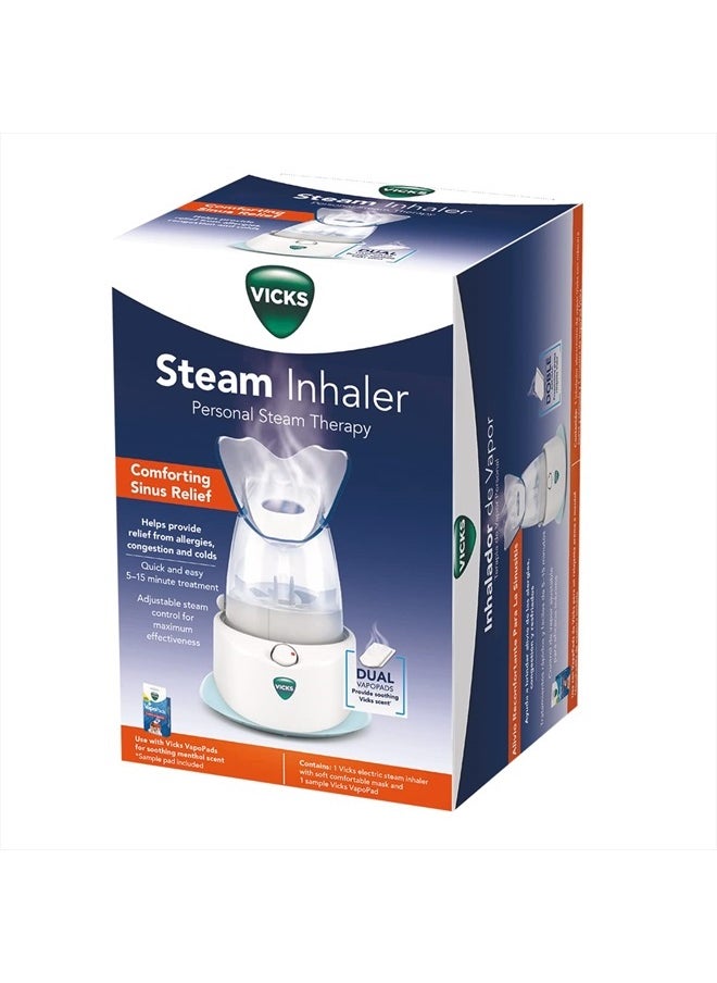 V1200 Personal Steam Inhaler with Soft Face Mask for Targeted Steam Relief, Aids with Sinus Problems, Congestion, Cough, Use with Soothing Menthol Vicks VapoPads