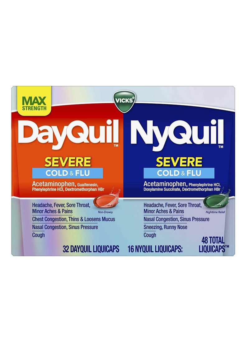 Cold and Flu Medicine Max Strength Relief For Fever Sore Throat Nasal Congestion Sinus Pressure Stuffy Nose