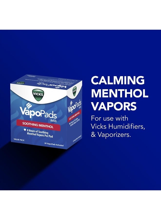 VapoPads, 20 Count – Soothing Menthol Vapor Pads for Vicks Humidifiers, Vaporizers, Waterless Vaporizers, and Plug-Ins, VSP-19