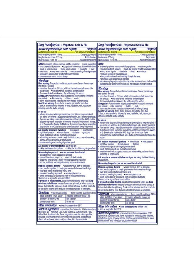 DayQuil and NyQuil VapoCOOL SEVERE Combo Cold & Flu + Congestion Medicine, Max Strength Relief For Fever, Sore Throat, Nasal Congestion, Sinus Pressure, Cough, 48 Count - 32 DayQuil, 16 NyQuil