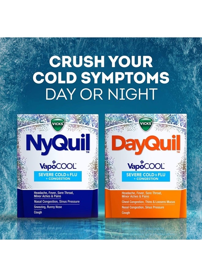 DayQuil and NyQuil VapoCOOL SEVERE Combo Cold & Flu + Congestion Medicine, Max Strength Relief For Fever, Sore Throat, Nasal Congestion, Sinus Pressure, Cough, 48 Count - 32 DayQuil, 16 NyQuil