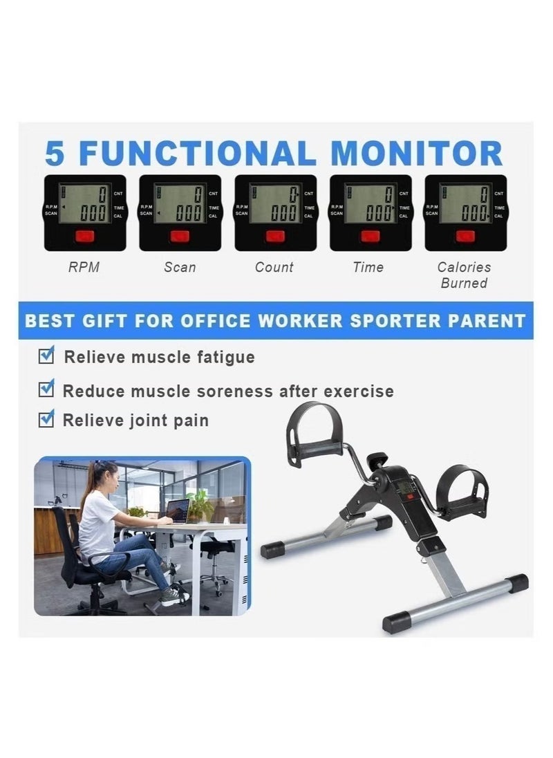 Folding Fitness Pedal Stepper Exercise Machine LCD Display Indoor Cycling Bike With Adjustable Resistance For Home Office Gym,Desk Exercise Equipment Arm Leg Foot Peddler Exercise