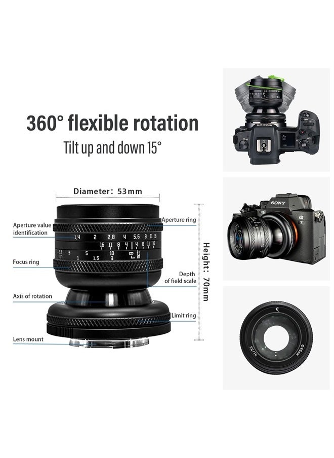 50mm F1.4 Large Aperture Full Frame Manual 2-in-1 Tilt Lens Miniature Model Effect & Filter Slot Compatible with Leica/Panasonic/Sigma L-Mount Mirrorless Camera FP,S5,S1,S1R,S1H,SL,TL,TL2,etc