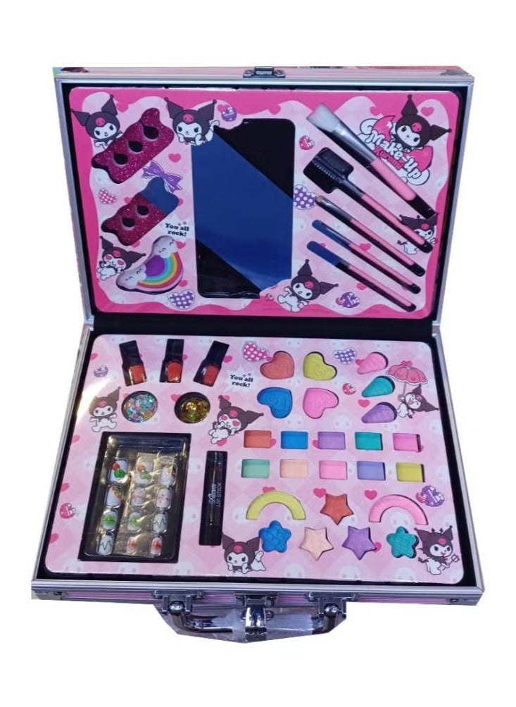 Kuromi Beauty Set in a Suitcase Eyeshadow Brushes Nail Polish Pink