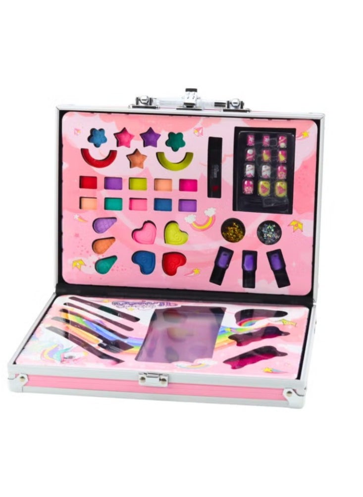 Beauty Set in a Suitcase Eyeshadow Brushes Nail Polish Pink