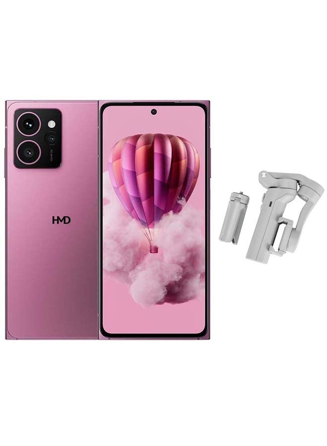 Skyline 5G Dual SIM Neon Pink 12+12GB RAM 256GB + 3 axis Foldable Gimbal + 1 year Screen Damage Protection - Middle East Version