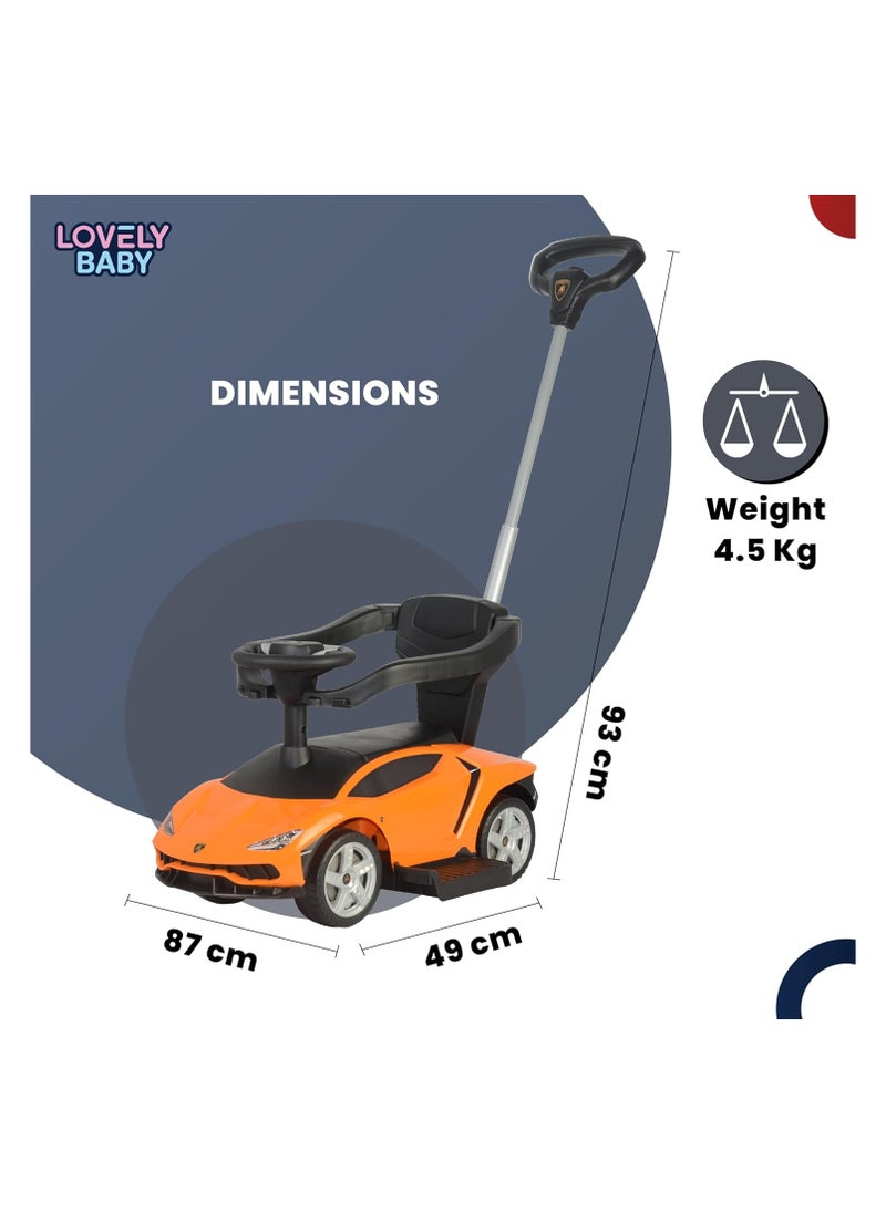 Push Car for Kids LB 3726, Toddler Lamborghini-Style Ride-On with Adjustable & Removable Handle