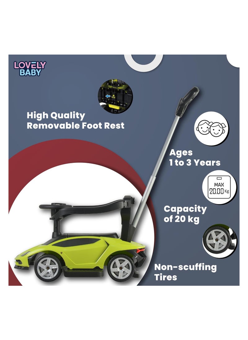 Push Car for Kids LB 3726, Toddler Lamborghini-Style Ride-On with Adjustable & Removable Handle