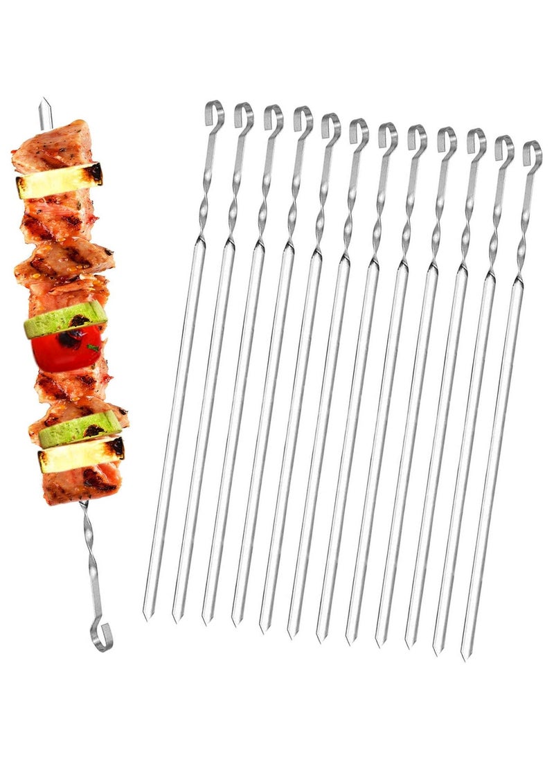 20 Pcs Stainless Steel Meat Skewers Barbecue Skewers Metal Skewers Flat 38cm