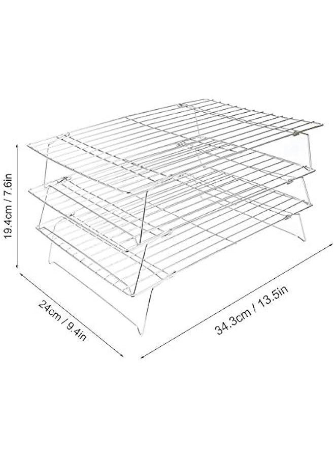 Stainless Steel Baking Rack, 3 Tier Cooling Rack, Stackable Cooling Rack Set with foldable Folding Legs for Cookies Cakes Kitchen Baking Cooking Grilling, 3 Tier Cooling Rack, Stainless Steel Bak
