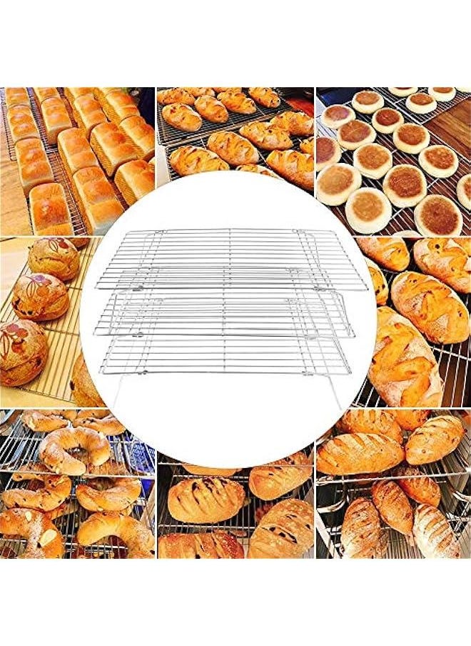 Stainless Steel Baking Rack, 3 Tier Cooling Rack, Stackable Cooling Rack Set with foldable Folding Legs for Cookies Cakes Kitchen Baking Cooking Grilling, 3 Tier Cooling Rack, Stainless Steel Bak
