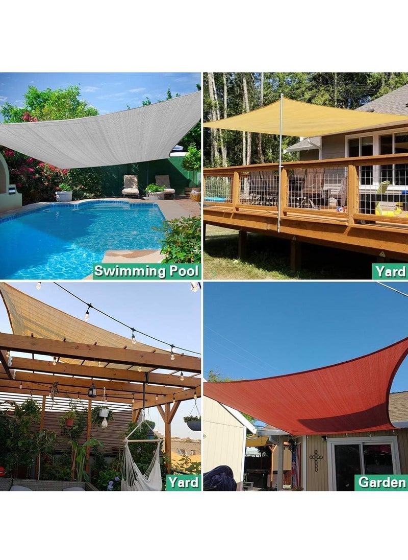 Sun Shade Sails Square Canopy, 185GSM Rectangle Shade Sail Water Permeable & UV Block, Heavy Duty, Easy Install & Durable for Outdoor Patio Garden Backyard