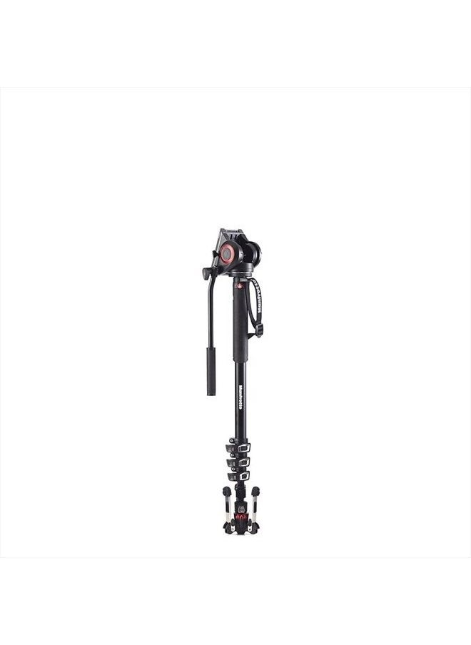 Video Monopod XPRO+, Camera and Video Support Rod with Video Head, 4-Section in Aluminium with Fluid Base, Photography Accessories for Content Creation, Video, Vlogging